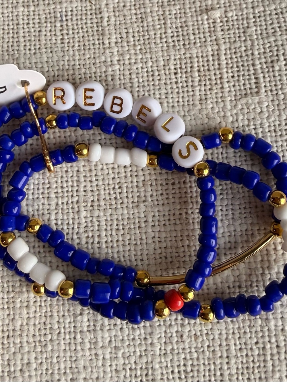 Rebels Beaded Bracelet Set - Royal Blue, White & Gold